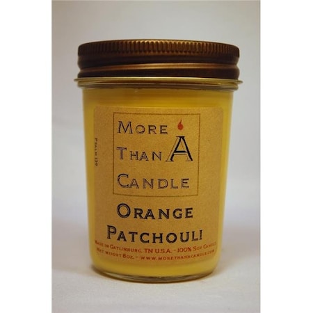 More Than A Candle OPT8J 8 Oz Jelly Jar Soy Candle; Orange Patchouli